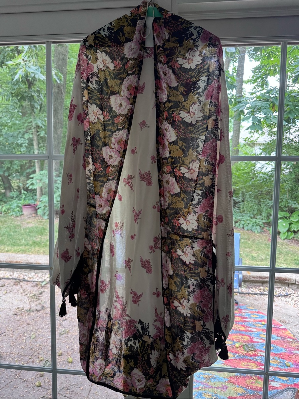 Intimately by Free People Floral Sheer Kimono Shrug in Cream and Pink